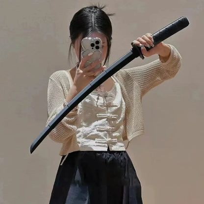 1/2/3PCS 3D Printed Gravity Straight Out Telescopic Samurai Stress Relief Toy Stretchable Cos Props Creative Folding Katana Gift Beauty World Shop