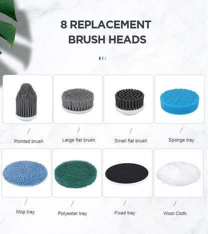 8-in-1 Multifunctional Electric Cleaning Brush Bathroom Kitchen Brush Cleaning With LED NightLight Rotatable Household Brush