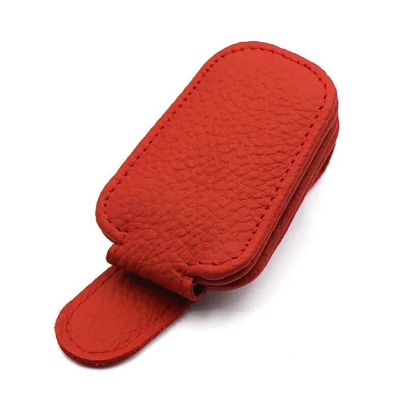 Car Sunglasses Holder Sun Visor Sunglasses Clip Cowhide Glasses Case Mount Auto Styling Ticket Card Clip Interior Accessories Beauty World Shop