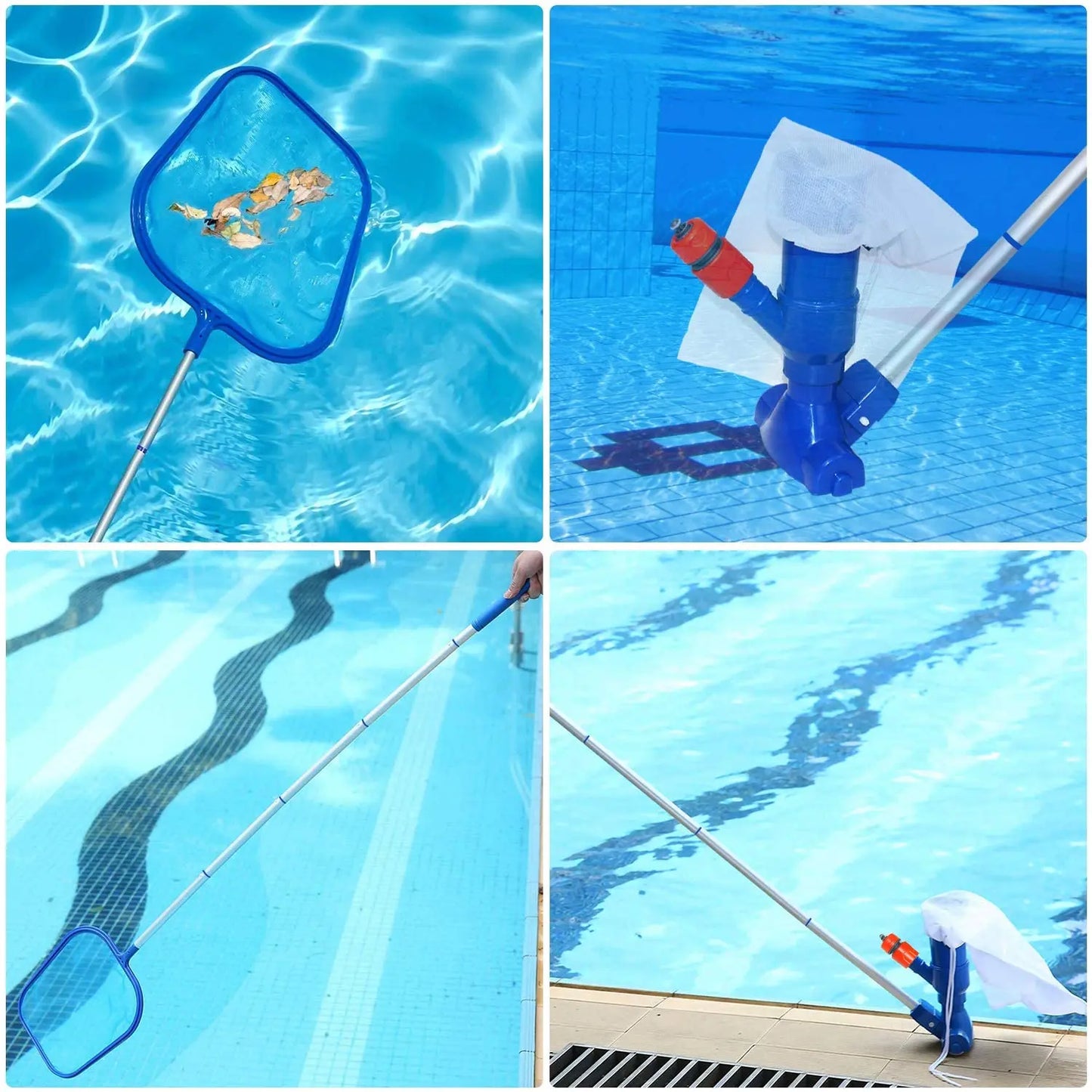 Swimming Pool Cleaning Net Set Deep Cleaning Brush Handle Vacuum Suction Head for Pool with US Plug Beauty World Shop