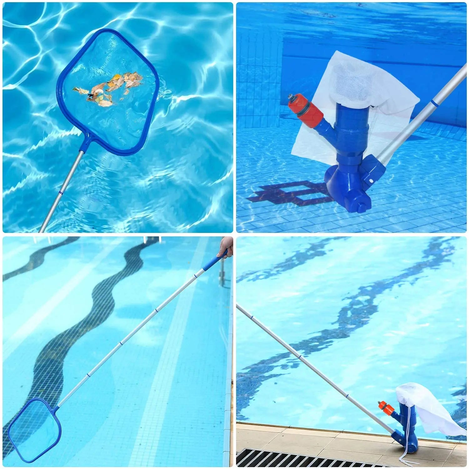 Swimming Pool Cleaning Net Set Deep Cleaning Brush Handle Vacuum Suction Head for Pool with US Plug Beauty World Shop