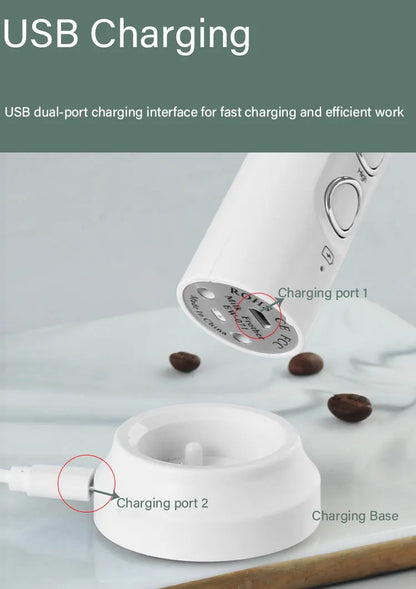 Wireless Milk Foam USB Rechargeable Handheld Electric Foam Maker 3 Speeds for Latte Cappuccino Hot Chocolate Coffee Whisk Mixer Beauty World Shop