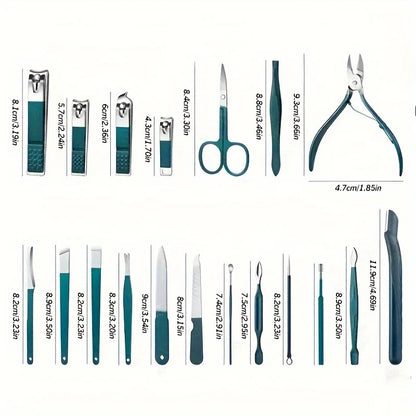 Professional 7-18 Piece Nail Care Kit Stainless Steel Manicure & Pedicure Set with Travel Case for On-the-Go Grooming Beauty World Shop