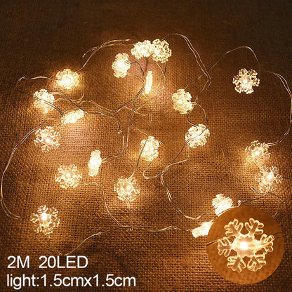 2M 20LED Santa Claus Snowflake LED Light String Christmas Decoration For Home Xmas Tree Ornament 2025 Navidad Kids Gift New Year Beauty World Shop