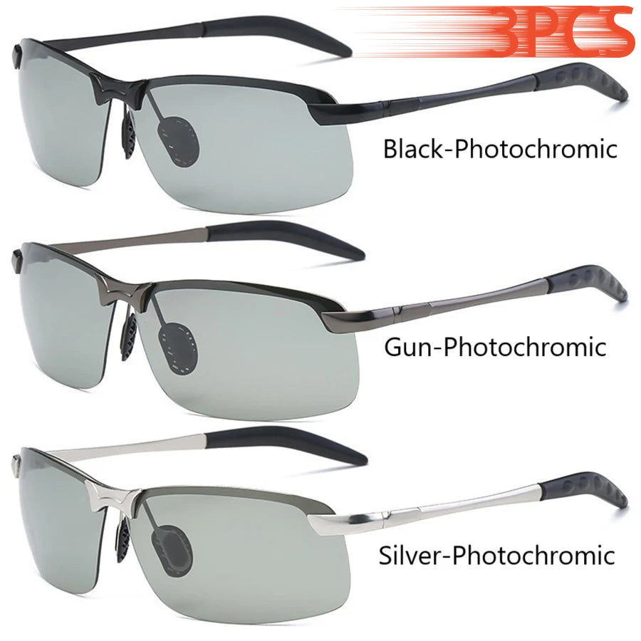 Men Photochromic Polarized Sunglasses Driving Fishing Chameleon Glasses Change Color Sun Glasses Day Night Vision UV400 Eyewear Beauty World Shop