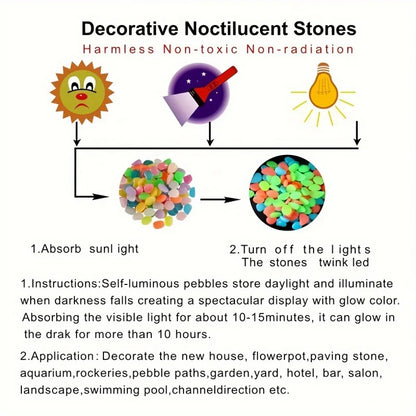 100pcs Glow In The Dark Pebbles, Resin Luminous Stones For Landscape, Garden Paths, Potted Plants, Parks, Aquarium Decor, Beauty World Shop