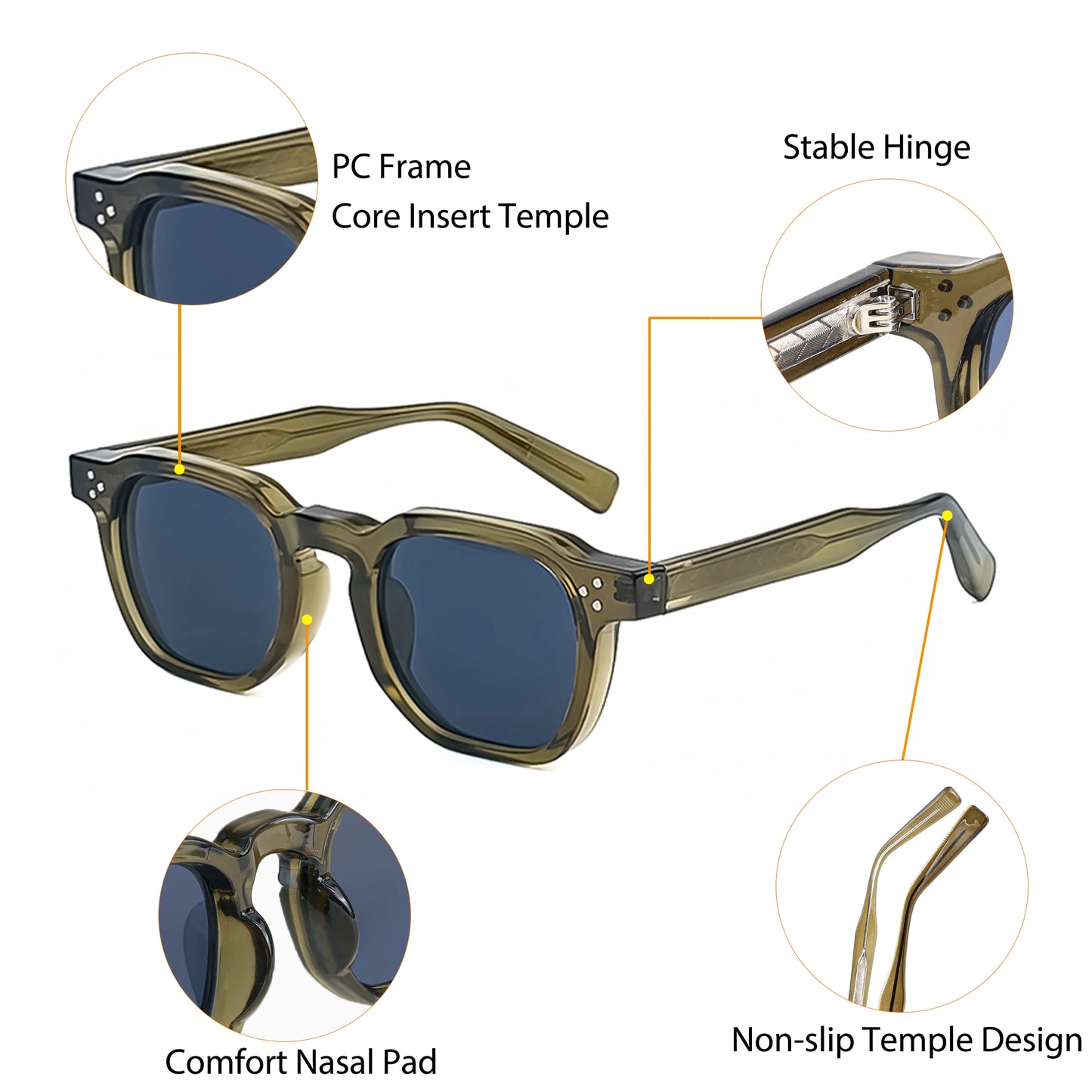 CATERSIDE Fashion Men Sunglasses Small Frame Square Personalized Design Sun Glasses Women Travel Party Business Festival Gift Beauty World Shop