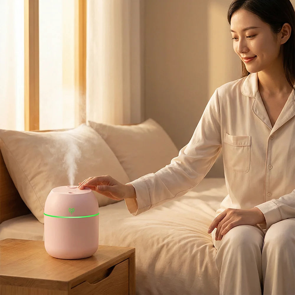 220ML Air Humidifier Cool Mist Aroma Diffuser LED Night Light Power-Off Protect USB Humidificador For Home Office Beauty World Shop