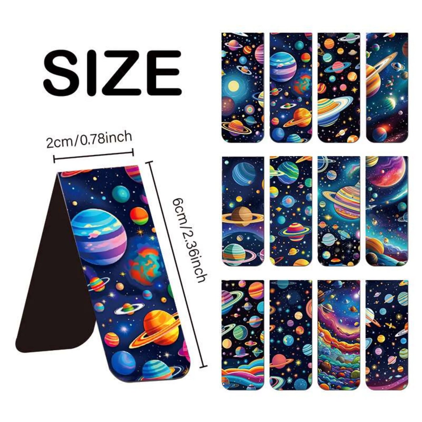 12pcs Space & Planet Themed Magnetic Bookmarks - Durable Paper Page Markers for Students, Teachers and Everyday Use Beauty World Shop
