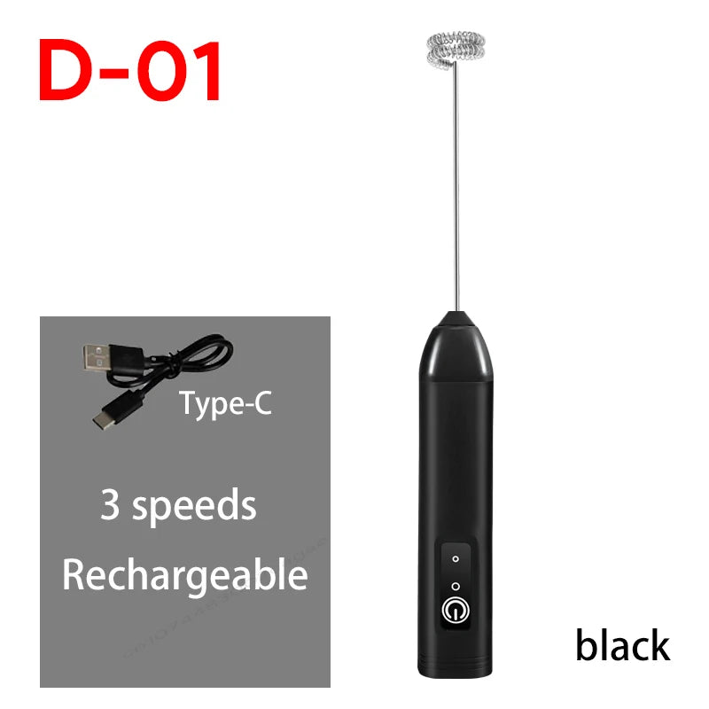 UPGRADED Electric Coffee Frother/MILK Whisk+Egg Beater MINI Food Blender USB Rechargeable Handheld Three Speeds Espresso Tools Beauty World Shop