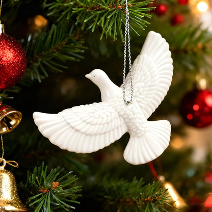 1/4pcs Resin White Dove Christmas Ornaments Xmas Tree Hanging Pendants 2026 New Year Party Home Wall DIY Decoration Kids Gifts Beauty World Shop