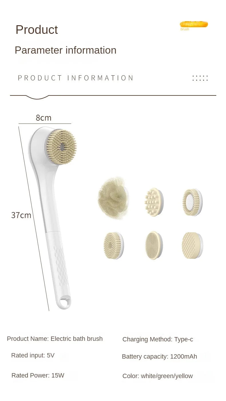 Electric Bath Brushes Bath and Body Works Silicone Body Scrubber Waterproof IPX7 Scrubber Brushes Back Long Handle Back Brushes