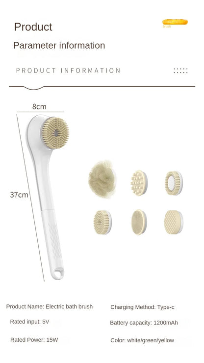 Electric Bath Brushes Bath and Body Works Silicone Body Scrubber Waterproof IPX7 Scrubber Brushes Back Long Handle Back Brushes