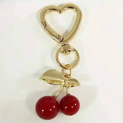 Cherry Blossom Heart-Shaped Bag Charm Durable Lobster Clasp DIY Bag Accessory Perfect Gift for Women Romantic Token of Love Beauty World Shop
