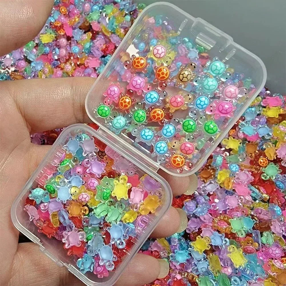 100Pcs Mini Resin Turtles Glow in The Night Turtle Miniatures Multi-Function Small Animals Figures for DIY Fairy Garden Decor Beauty World Shop