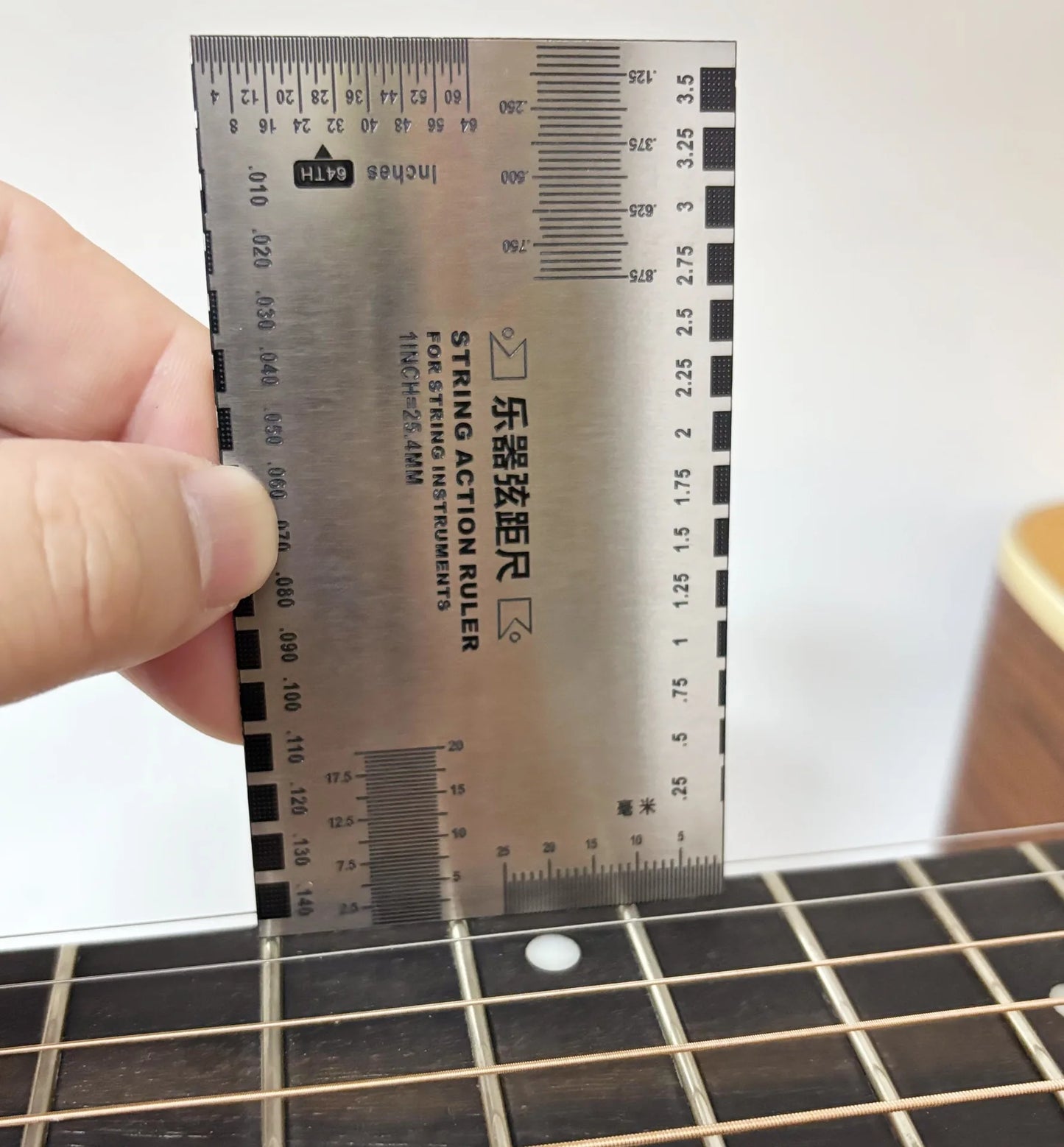 Stainless Steel String Action Gauge Ruler Guitar Bass Instrument Repair Tool Silver Beauty World Shop