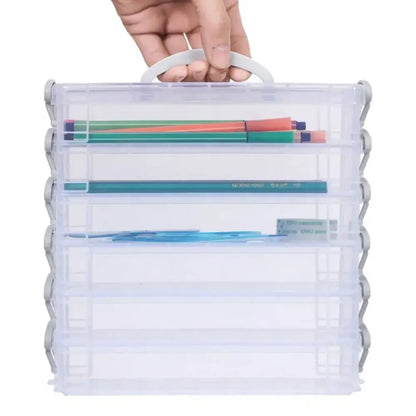 3/6-layer Paintbrush Box Watercolor Detachable Pen Storage Box Color Multi-function Stationery Organizer School Supplies Beauty World Shop