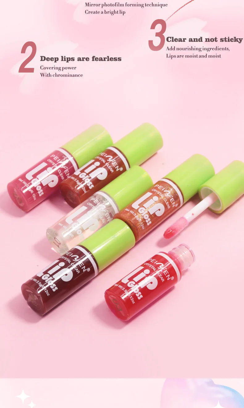 6 Pieces Glass Mirror Lip Gloss Set Hydrating Lightweight Lip Balm Glossy Shimmer Sheer Tint Peach Cherry Pink Beauty World Shop