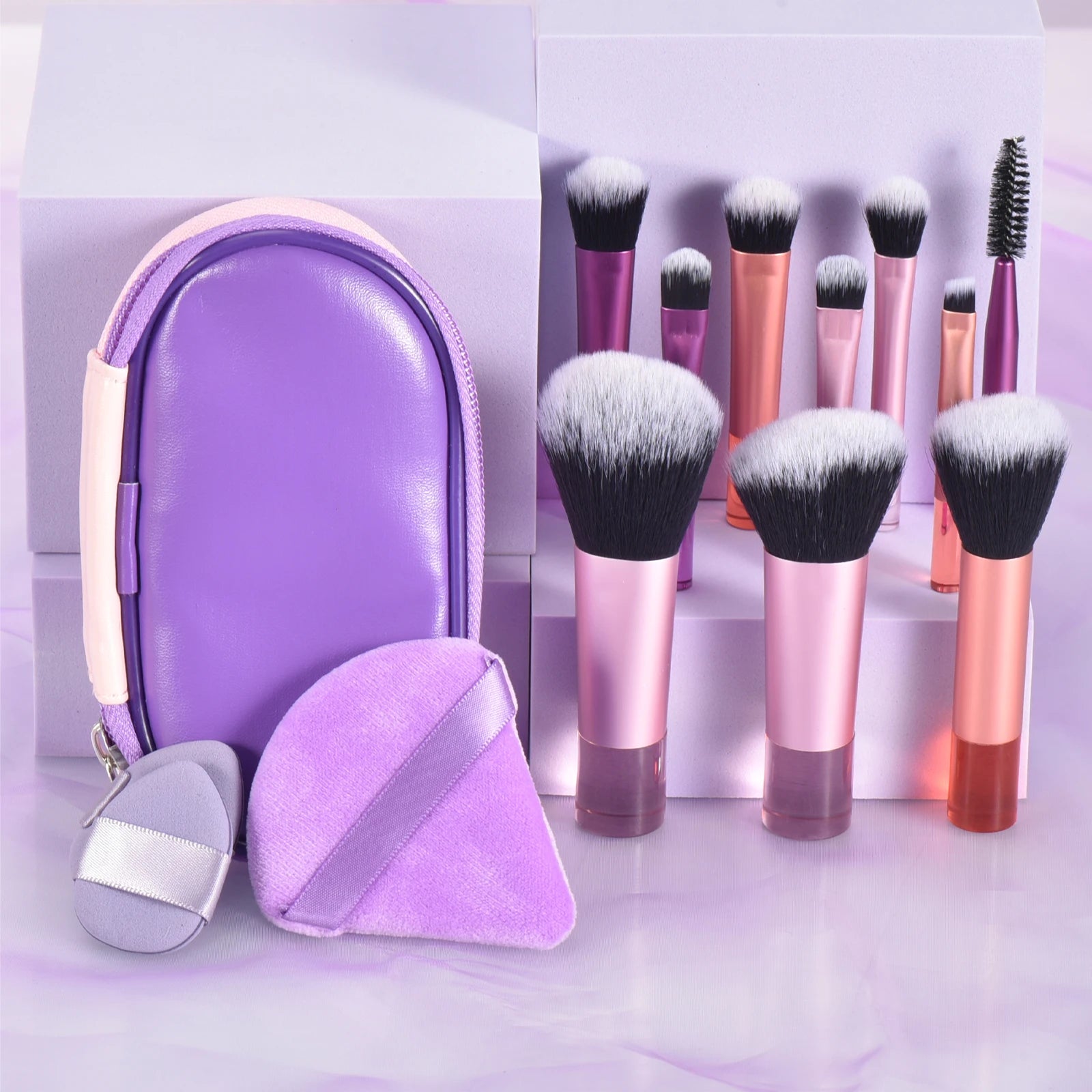 10 color Mini makeup brush Travel portable Makeup Tool Makeup Puff - Palm Brush Professional Makeup tool set Christmas gift Beauty World Shop