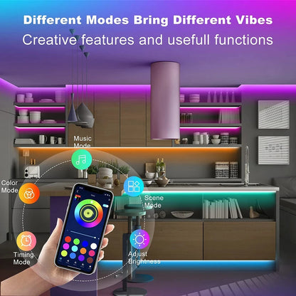 Bluetooth LED Strip Lights Smart SMD 5050 APP Remote Control Flexible Ribbon Diode Lamp Tape TV Backlights Game Room Home Decor Beauty Fashion
