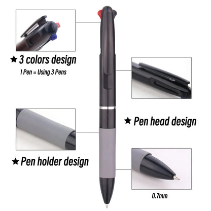3 in 1 Red/Black/Blue Ink Color 0.7mm Student Ballpoint Pens Ball Point Writing Stationery Fine School Supplies Pencils Office Beauty Trend Shop