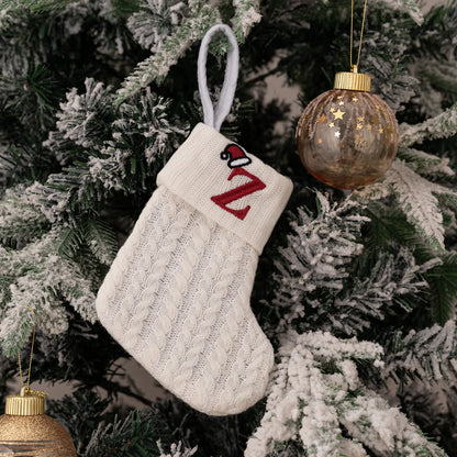 1PC A-Z Letter Hanging Christmas Stockings Knitted Socks  Christmas Tree Hanging for Family Party Decoration Beauty World Shop