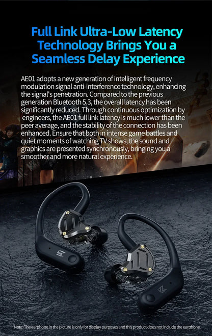 KZ AE01 Wireless Upgrade Cable Bluetooth-compatible 5.4 Earphones Wire HIFI Wireless Ear Hook With Charging Case For ZSX ZAR PR2