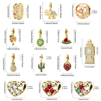 Shecharms 925 Sterling Silver Love Heart Firefly Golden Series Charms Fit DIY Making Bracelet Necklace High Quality Fine Jewelry Beauty World Shop