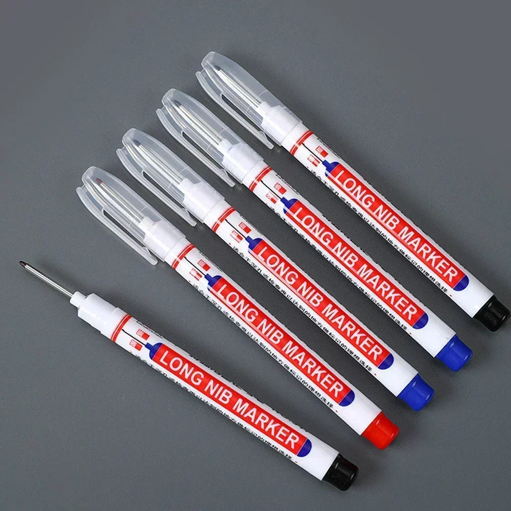 1-100Pcs 2cm Waterproof Long Head Markers Deep Hole Marker Pen for Metal Carpenter Red/Black/Blue/Green Ink Woodworking Tools Beauty World Shop