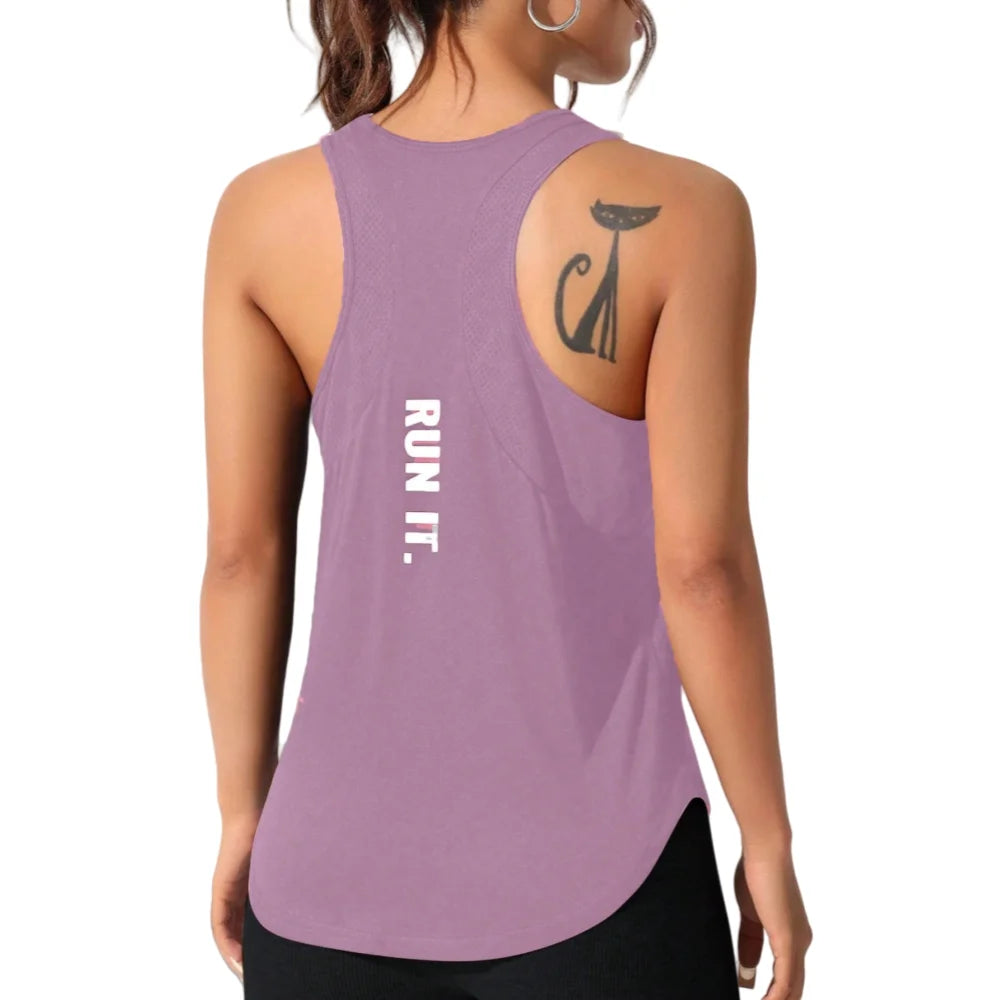 Women's running vest, special letter style, loose long top vest, a good choice for yoga running Beauty World Shop