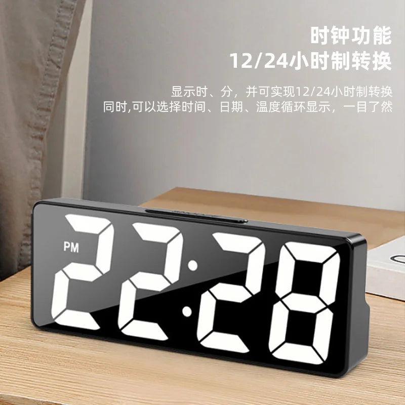 Latest Digital Clock LED Alarm Clock Bedroom Electronic Desktop Clock With Temperature Display Adjustable Brightness 12/24 Hours Beauty World Shop