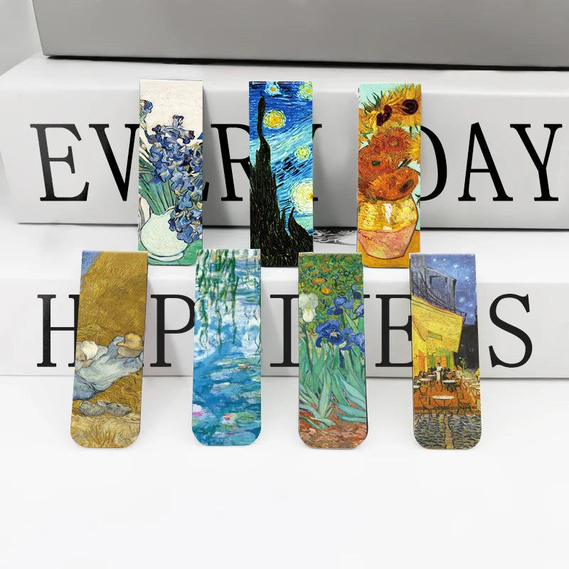 12pcs Artistic Magnetic Bookmarks Featuring World Famous Paintings by Van Gogh & Monet - Ideal for School, Office, And Art Lover Beauty World Shop