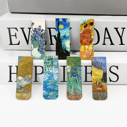 12pcs Artistic Magnetic Bookmarks Featuring World Famous Paintings by Van Gogh & Monet - Ideal for School, Office, And Art Lover Beauty World Shop