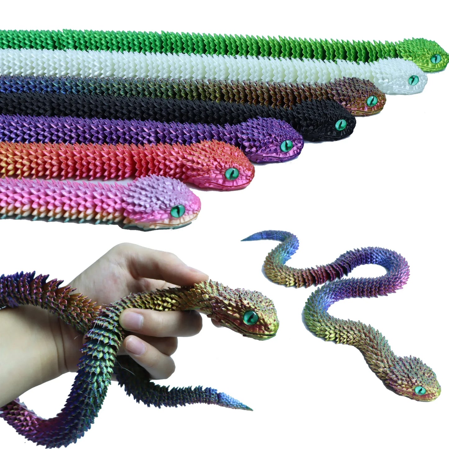 3D Printing Action Figure Snake Egg Toys Creative Stress Relief Anime Figures Moveable Rotation Desktop Ornaments Gift Beauty World Shop