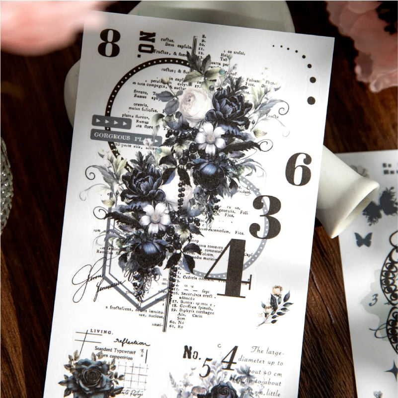 Journal GO 6pcs Flower Shadow Decorative Sticker Fresh Plant Flowers Collage Scrapbooking Label Diy Diary Journal Planner Label Beauty World Shop
