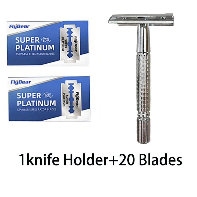 Stainless steel double-sided shaver, men's shaver, sharp blade replaceable, old-fashioned shaver,suitable for hair removal Beauty World Shop