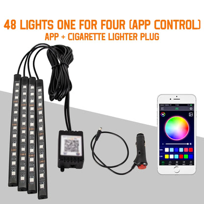 Neon 36 48 72 LED Car Interior Ambient Foot Light Wireless Remote Music APP Control Auto RGB Atmosphere Decorative Lamp Beauty World Shop