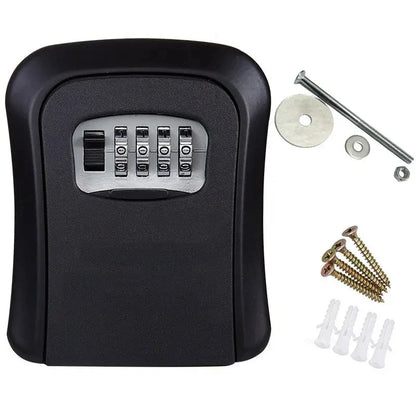 HEE RAK Key Lock Box 4 Digit Password ABS Metal Dial Storage Management Anti-theft Wall Mounted Large Space Safe Box Beauty Trend Shop