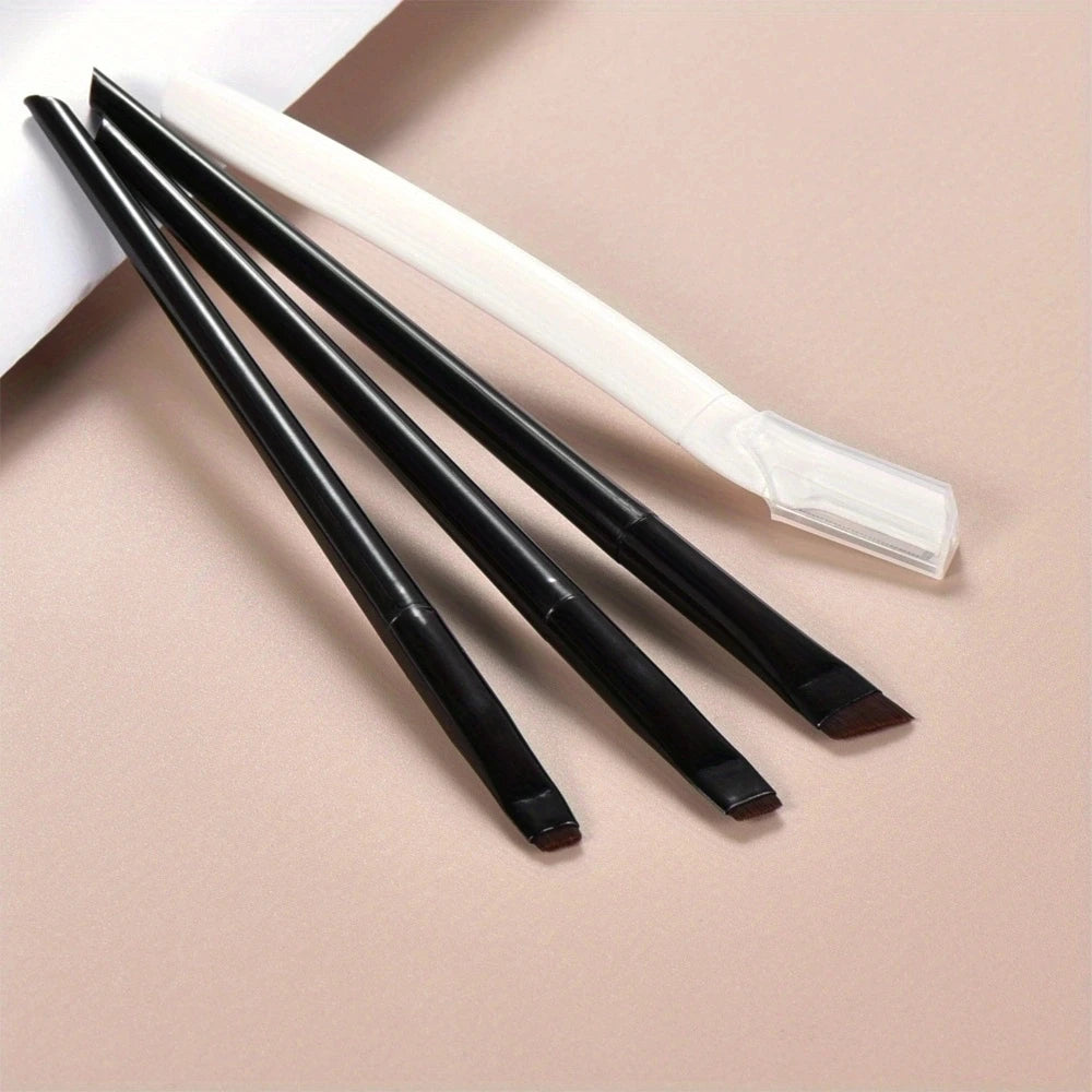 Ultra-Thin Eyebrow Brush Set -3Pcs Angled Precision Eyeliner MakeupBrushes, Synthetic Bristles Slanted Eyeshadow Eye Brow Tintin Beauty World Shop