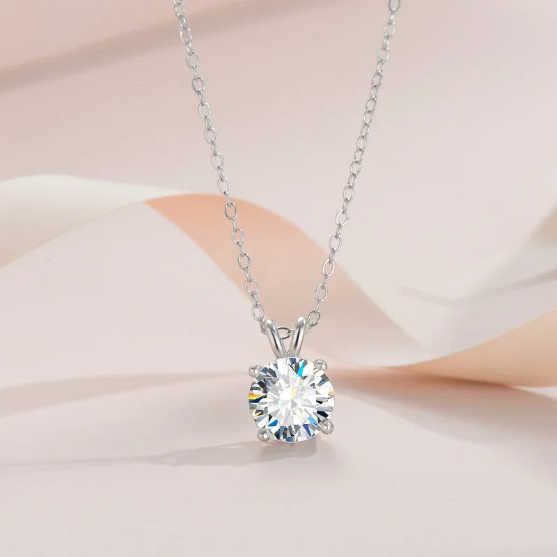 1 2 3 5 Carat Moissanite Necklace For Women Sterling Silver Plated D Color Diamond Engagement Wedding Necklace Fine Jewelry Beauty World Shop