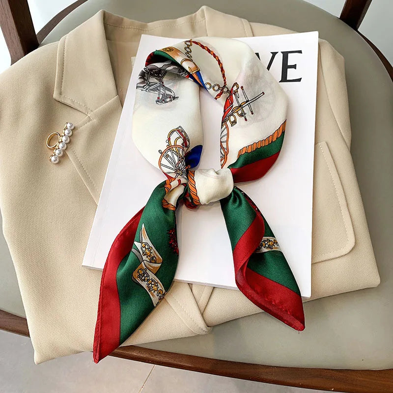 Luxury Print imitation Silk Square Scarf Women Spring Neck Tie Shawl Wraps Female Hair Hand Wrist Headkercheif Hijab Bandana Beauty World Shop