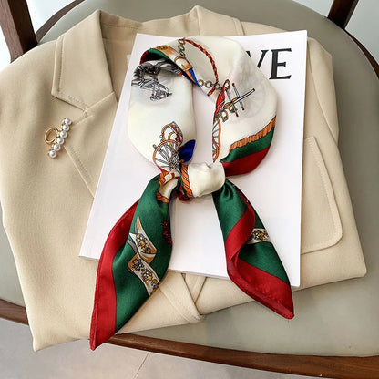 Luxury Print imitation Silk Square Scarf Women Spring Neck Tie Shawl Wraps Female Hair Hand Wrist Headkercheif Hijab Bandana Beauty World Shop