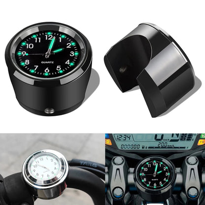 Aluminum Quartz Watch Luminous Clock Handlebar Mount for Motorcycle Scooter Bicycle Handlebar Waterproof Time Display Universal Beauty World Shop