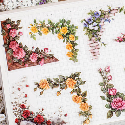 30 Pcs Flowers Corner Stickers PET sticker package DIY diary decoration sticker album scrapbooking Junk Journal Beauty World Shop