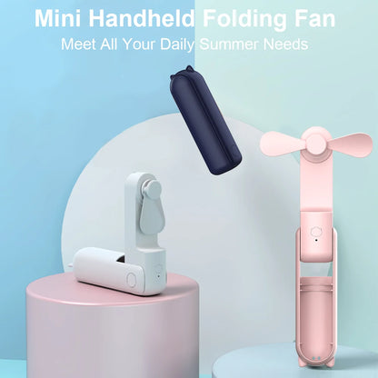 Portable Mini Handheld Fan Small Pocket Fan USB Rechargeable Battery Fan Folding Cooling Hand Fan Mini USB Fan with Power Bank Beauty World Shop