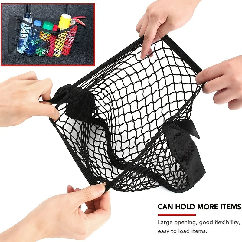 Universal Car Storage Bag Double Mesh Trunk Storage Net Car Built-in Storage Bag Car Fire Extinguisher Fixed Net Anti-Slip Beauty World Shop