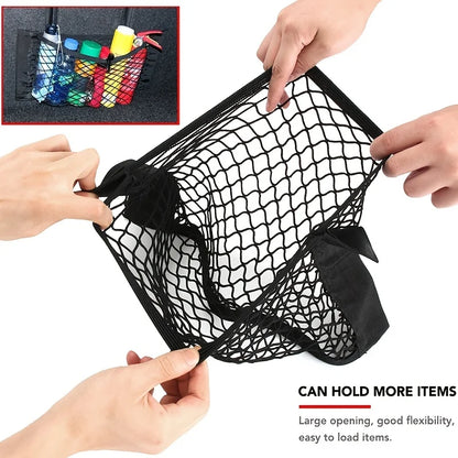 Universal Car Storage Bag Double Mesh Trunk Storage Net Car Built-in Storage Bag Car Fire Extinguisher Fixed Net Anti-Slip Beauty World Shop