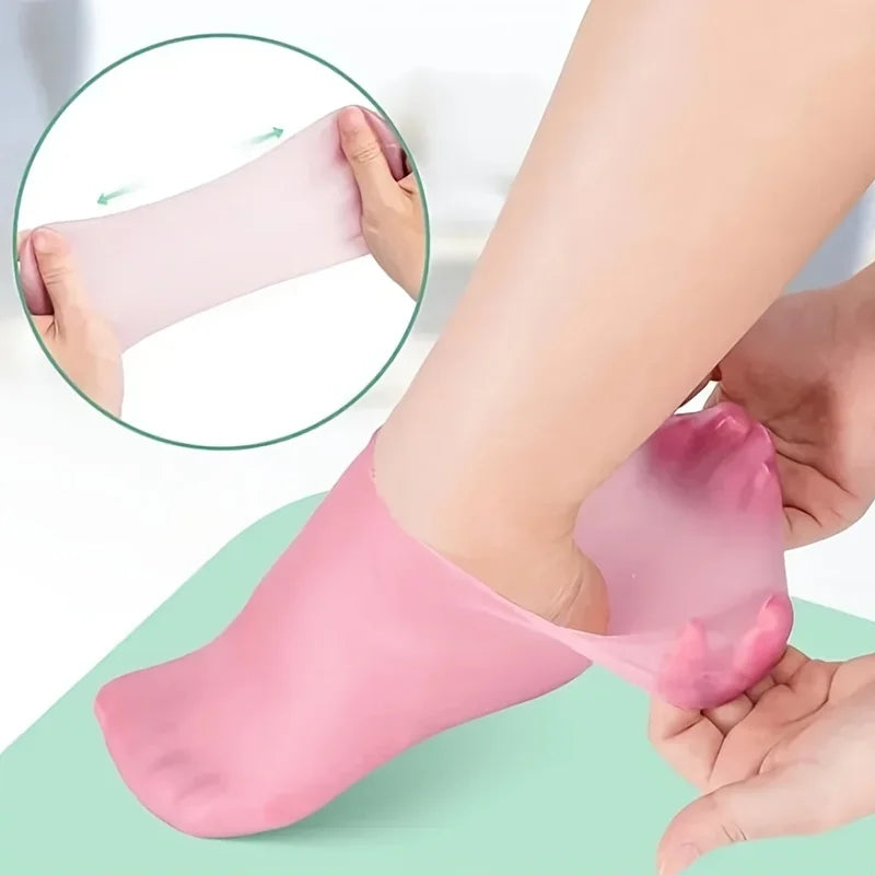 2 Pack Silicone Elastic Moisturizing Foot Socks, Spa Massage Moisturizing Gel Socks for Dry Cracked Feet, Foot Care Socks Tools Beauty World Shop
