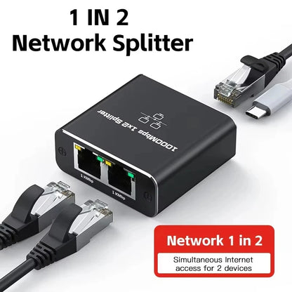 Network Cable Splitter With One To Two Simultaneous Internet Access, Rj45 Splitter With One To Two Switch, Ethernet Port Gigabit Beauty World Shop