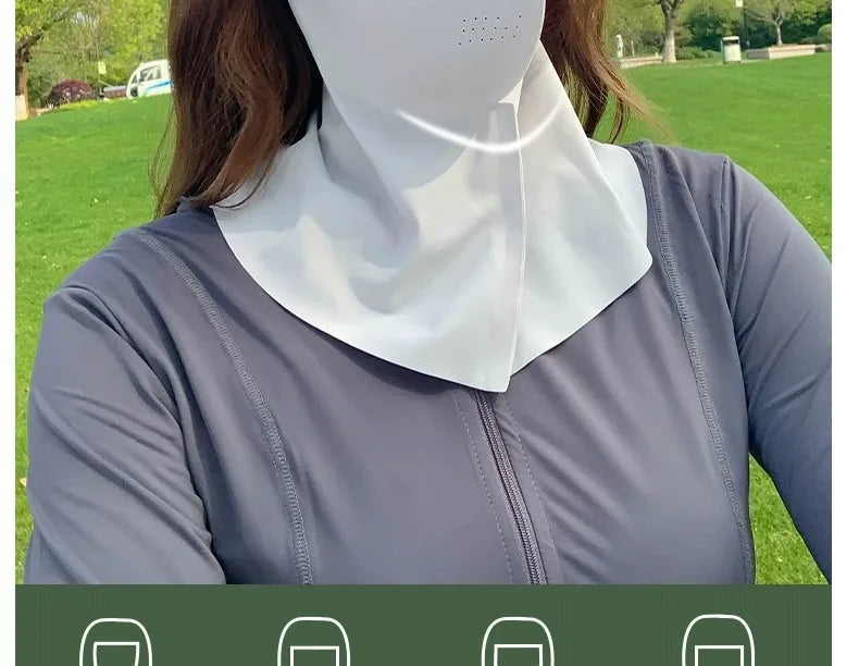Women Summer UV Protection Neck Scarf Ice Silk Face Mask Cover Outdoor Wrap Cover Sports Cycling Sun Proof Sunscreen Dustproof Beauty World Shop